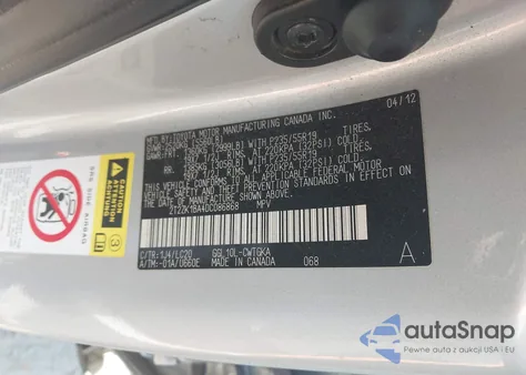 2013 Lexus Rx 350 from USA, damaged, VIN 2T2ZK1BA4DC086868